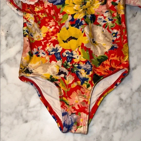 Zimmermann Red Floral One-Piece Swimsuit 2Y - Picture 6 of 10